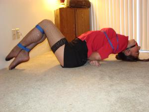 tucsontied.com - Stiletto, bound and ball gaged in fishnets! thumbnail